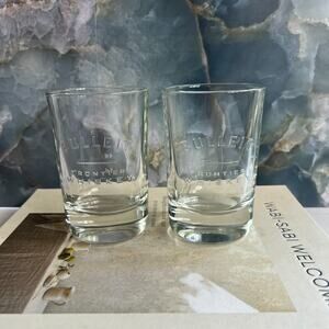 Bulleit Frontier Whiskey Embossed Bourbon Rocks Glasses 4.3" Tall Italy